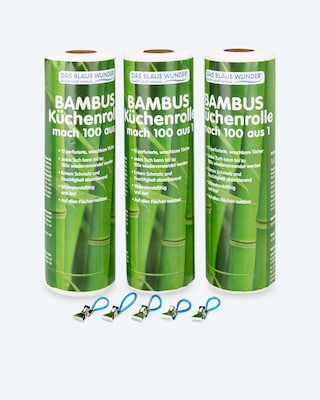 Produktabbildung 1 für Bambus Küchenrolle, 3er Set + 5 Clips