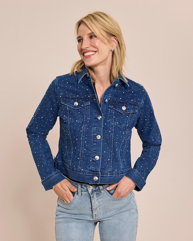 Jeansjacke mit Strasssteinen