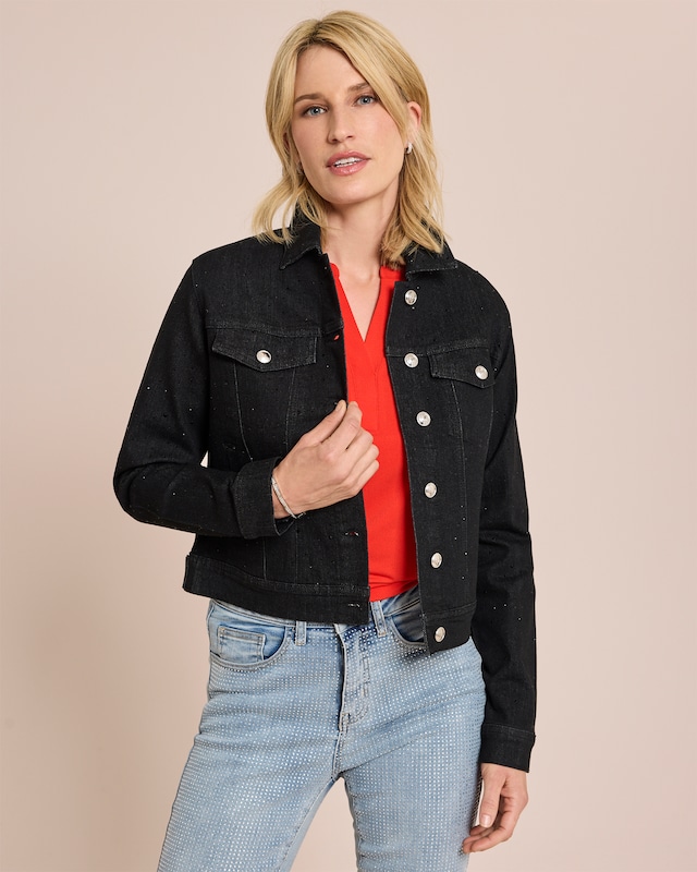 Jeansjacke mit Strasssteinen