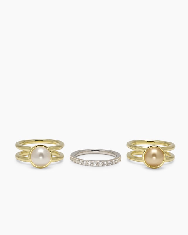 Verwandlungsring 3er Set mit MK-Perle 8 mm und Zirkonia
