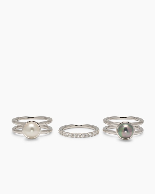 Verwandlungsring 3er Set mit MK-Perle 8 mm und Zirkonia