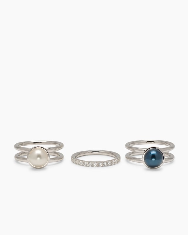 Verwandlungsring 3er Set mit MK-Perle 8 mm und Zirkonia