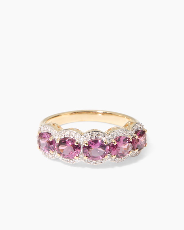 Ring mit Malawi Granat + Brillant