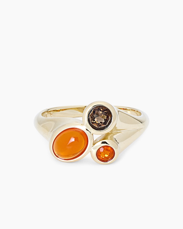 Ring mit Feueropal und Rauchquarz