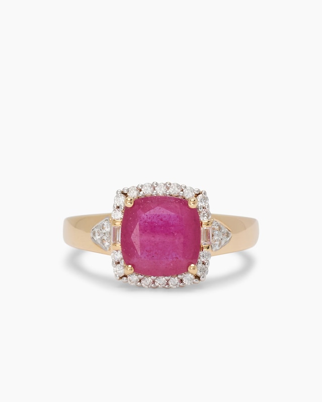 Ring mit Sambia Rubin und Zirkon