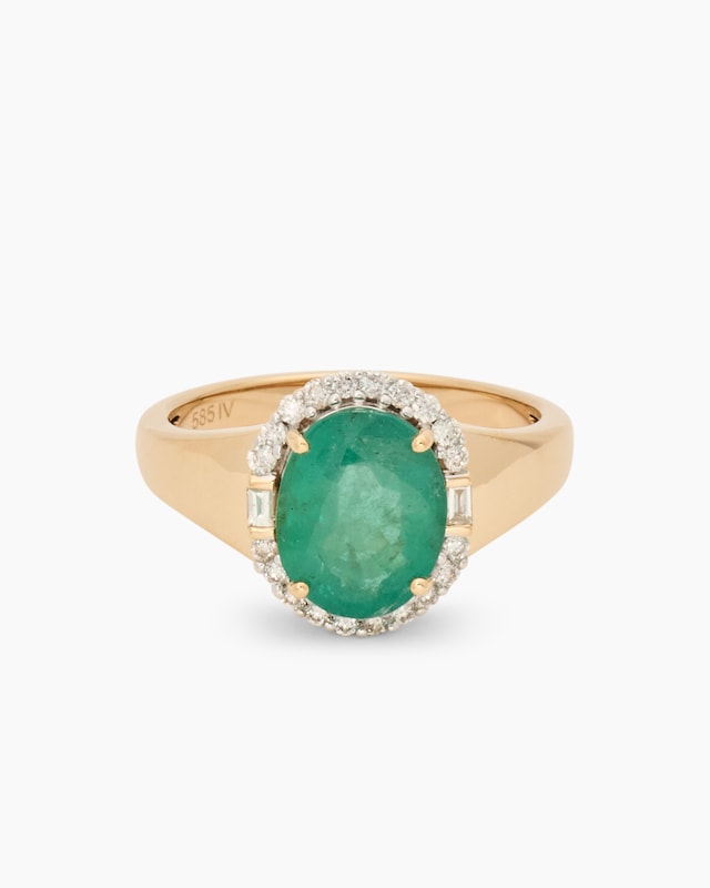 Ring mit Sambia Smaragd + Brillanten