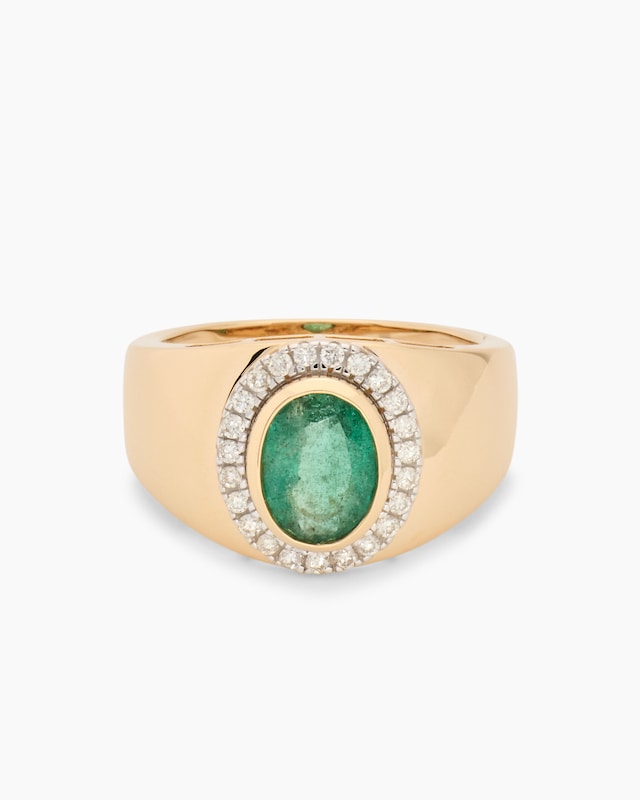 Ring mit Sambia Smaragd + Brillanten