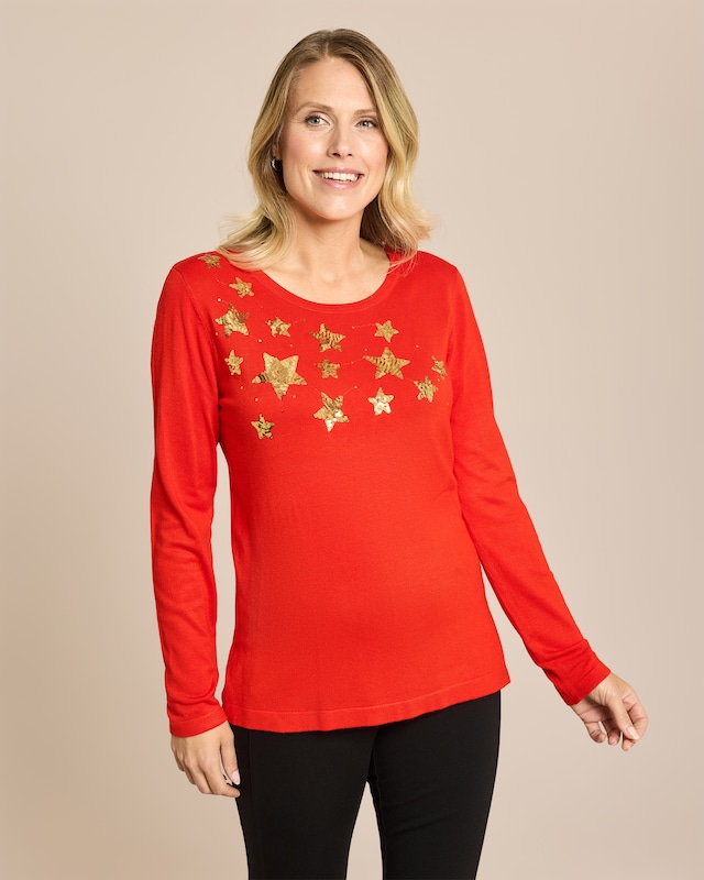 Pullover mit Pailletten-Sternen