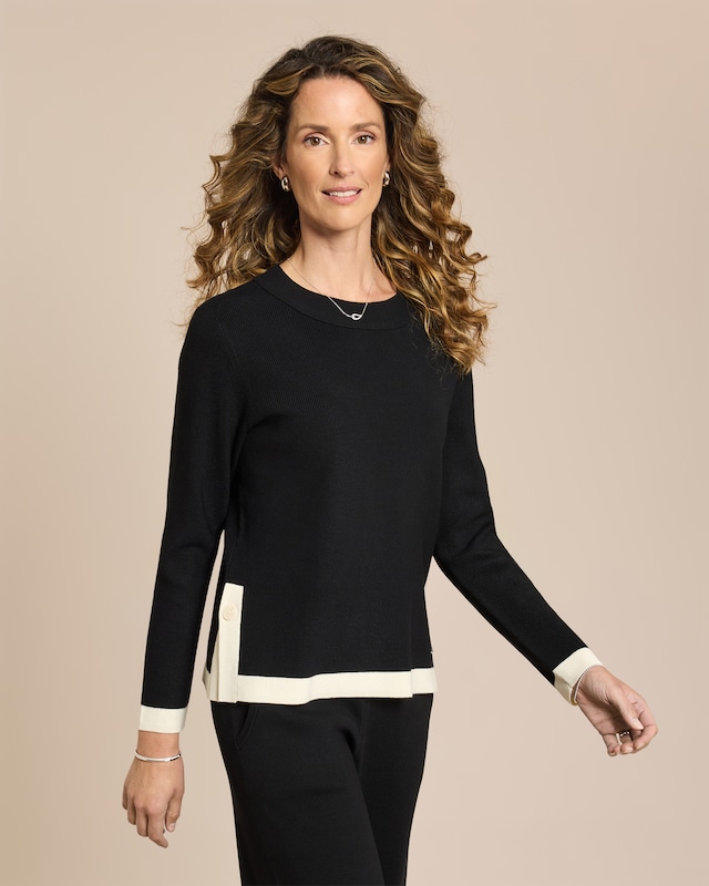 Boxy Strickpullover mit Knöpfen