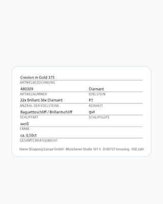 Produktabbildung 3 für Creolen mit Brillant + Diamant, ca. 0,50 ct