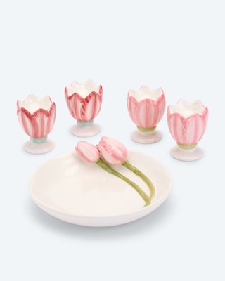 Produktabbildung 1 für 4 Eierbecher & 1 Teller "Tulpe"