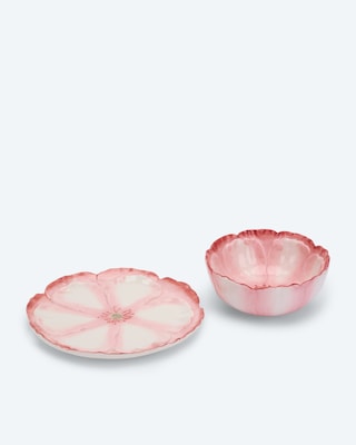 Produktabbildung 2 für Teller + Schale im Blumen-Design, 2er-Set