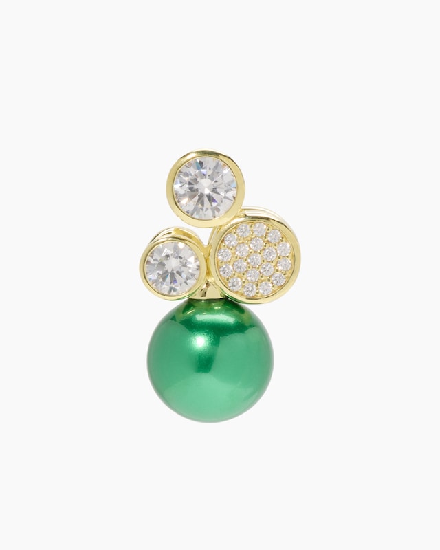 Anhänger mit Muschelkernperle 14 mm und Zirkonia