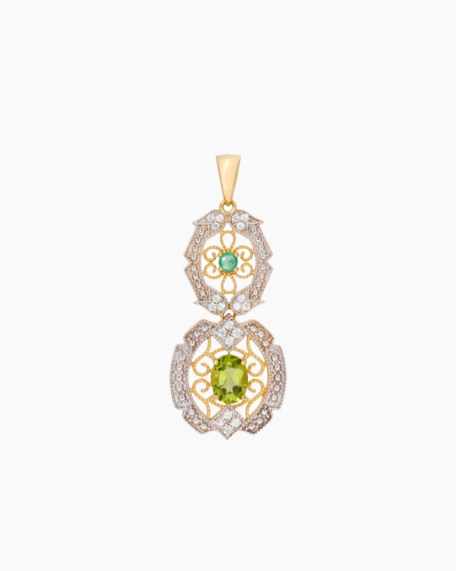 Anhänger mit Peridot, Smaragd & Zirkon