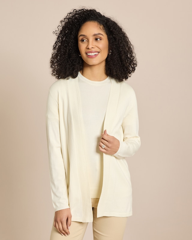Cardigan 1/1-Arm mit Ajour-Rippe