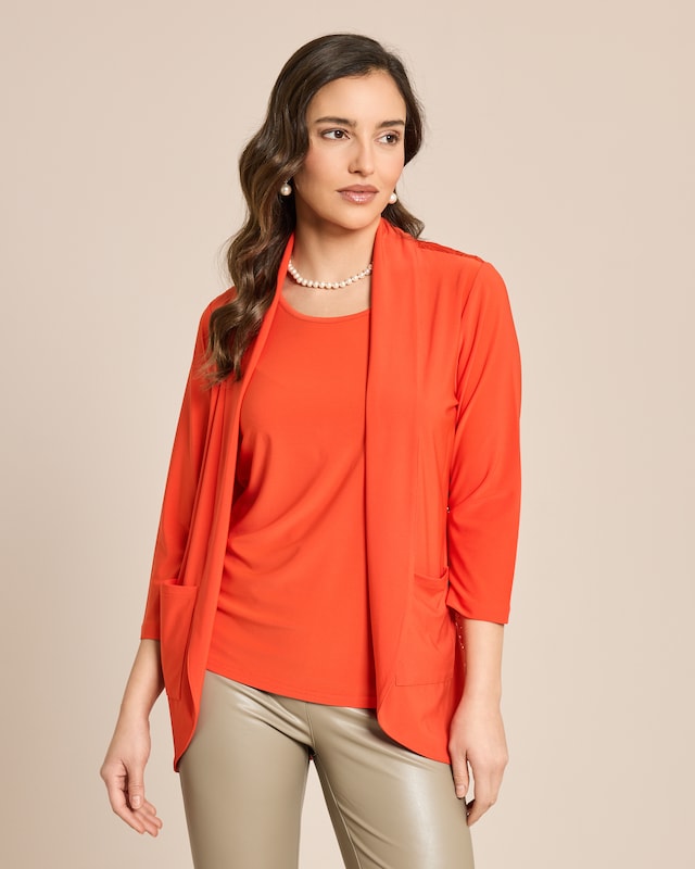 Cardigan mit Spitzenbesatz