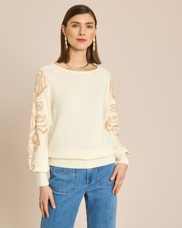 Produktabbildung für Pullover mit Ärmelstickung