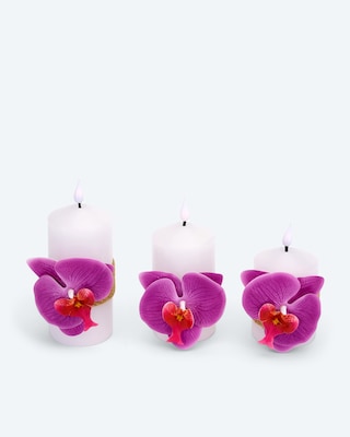 Produktabbildung 1 für LED-Stumpenkerzen "Orchidee", 3tlg.