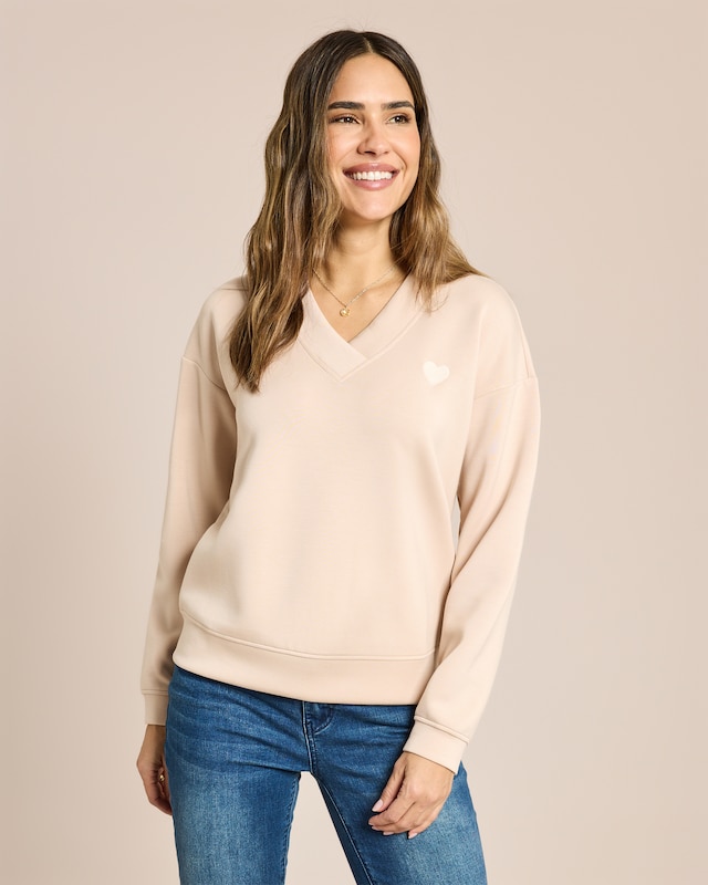Sweatshirt mit Herzstickerei