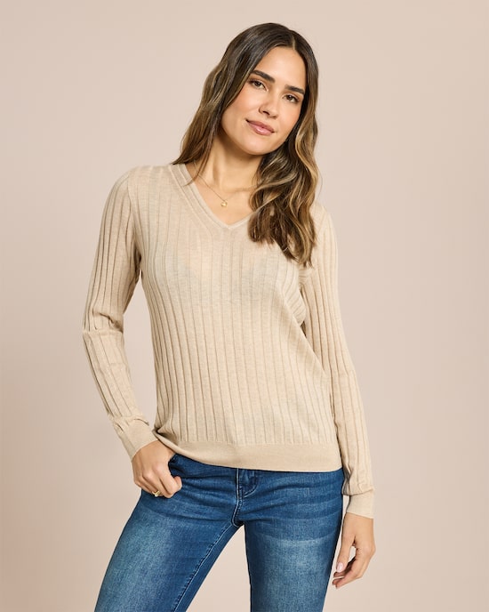 Produktabbildung für Langarm Pullover mit Metallic Garn