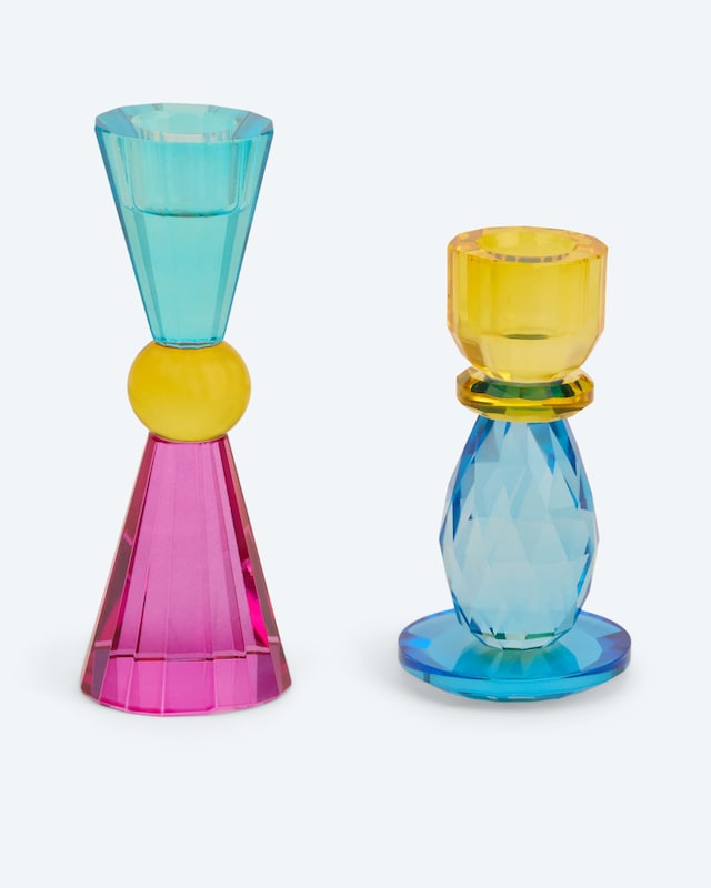 Glas-Stabkerzenhalter, 2tlg.