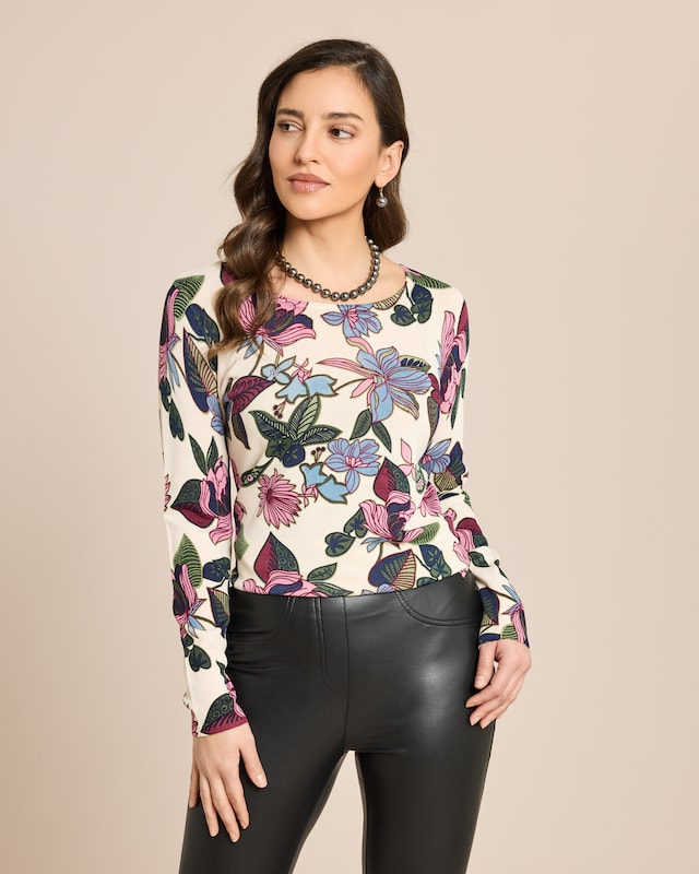 Pullover mit buntem Blumendruck