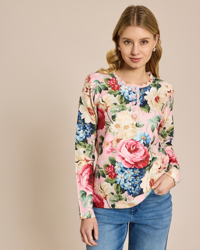 Pullover bedruckt mit Spitze