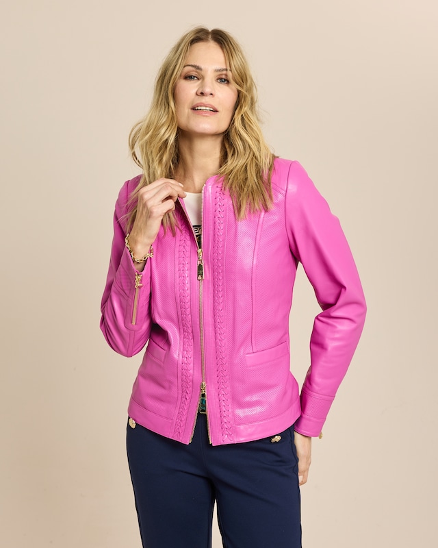 Lederjacke mit Flechtdetails