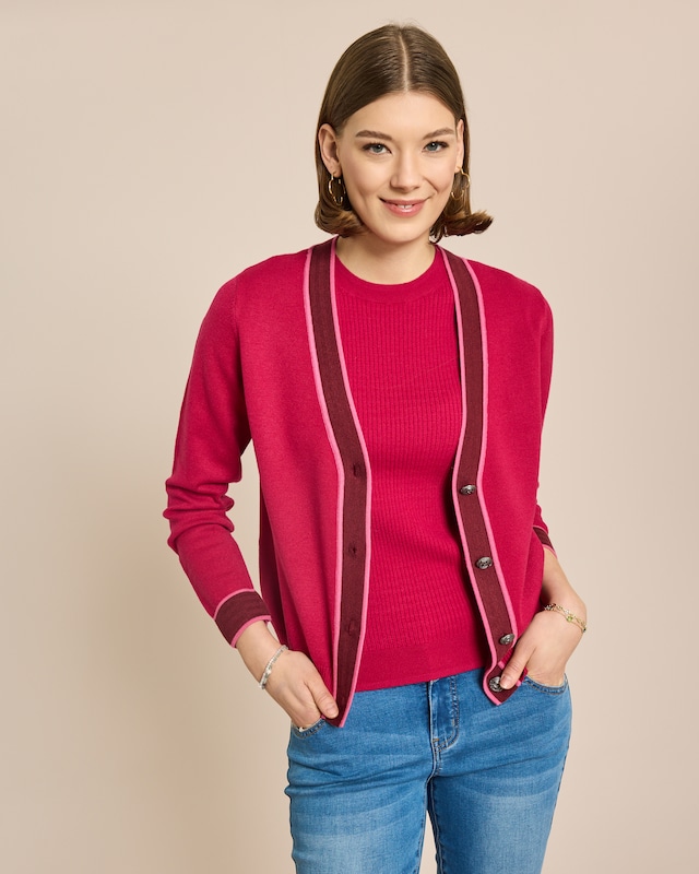 Cardigan mit farbigen Akzenten