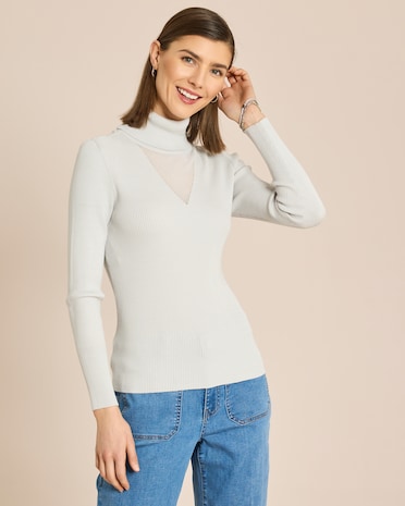 Produktabbildung für Pullover mit transparentem Ausschnitt