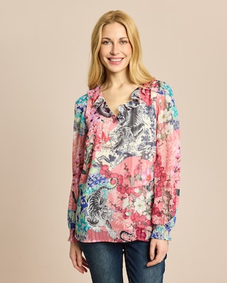 Produktabbildung 2 für Bluse mit Druck Volant-Besatz
