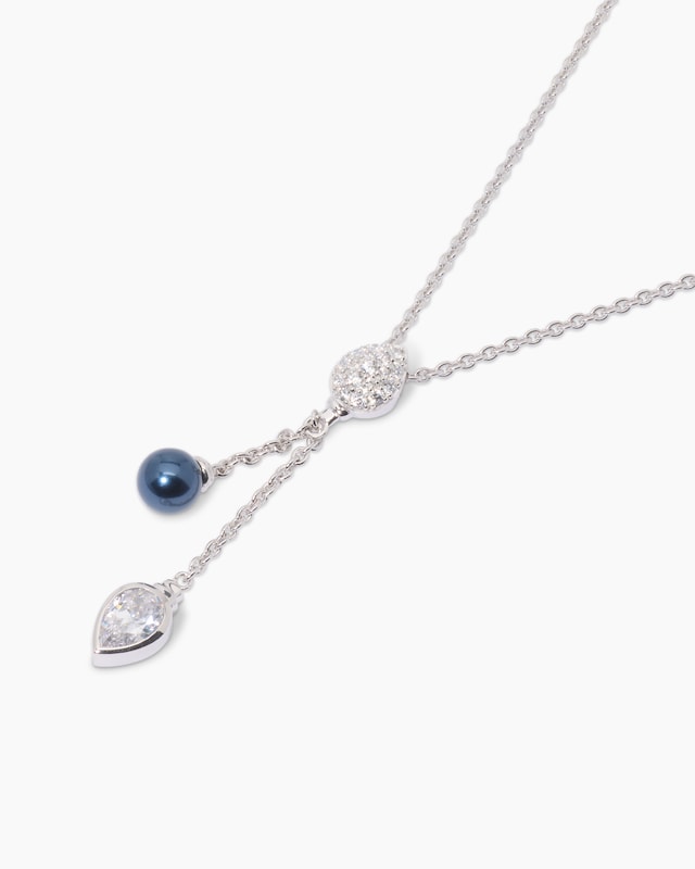 Slidercollier mit Muschelkernperle und Zirkonia