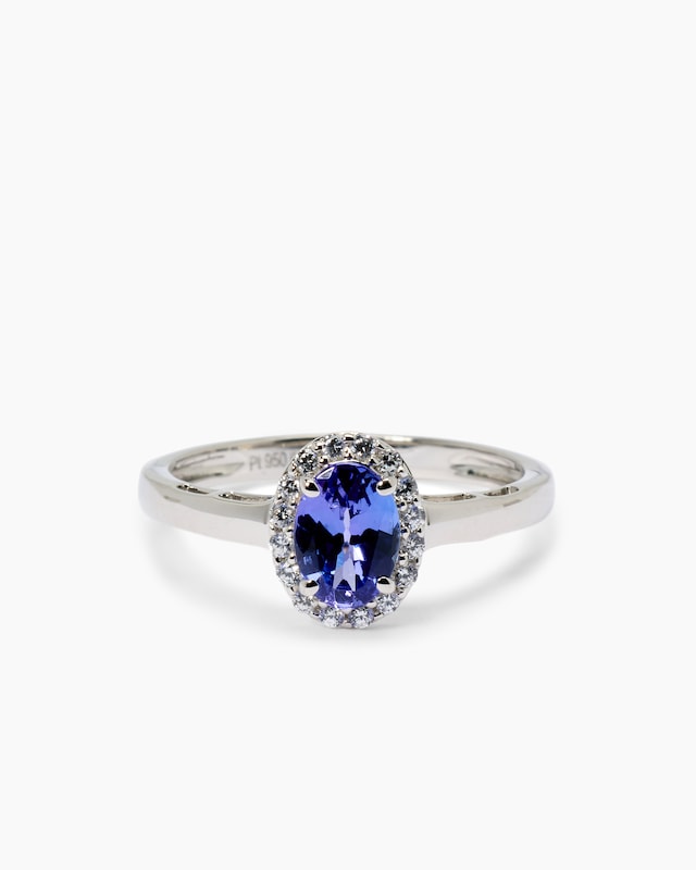 Ring mit Tansanit AAAA+ und Zirkonen