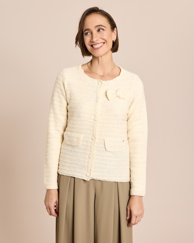 Strickjacke mit dekorativer Schleife