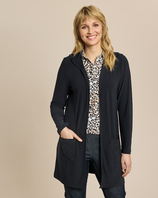 Produktabbildung für Jersey Longjacke mit Kapuze