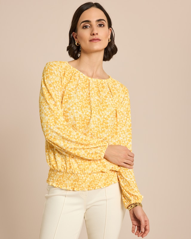 Bluse in Jacquardjersey mit Blumendruck