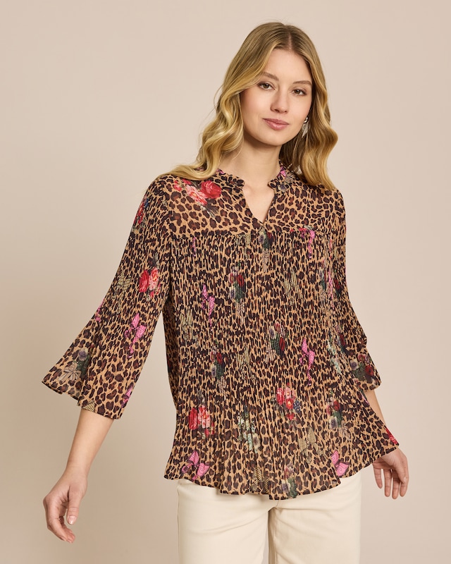 Plissee Bluse mit Exklusivdruck