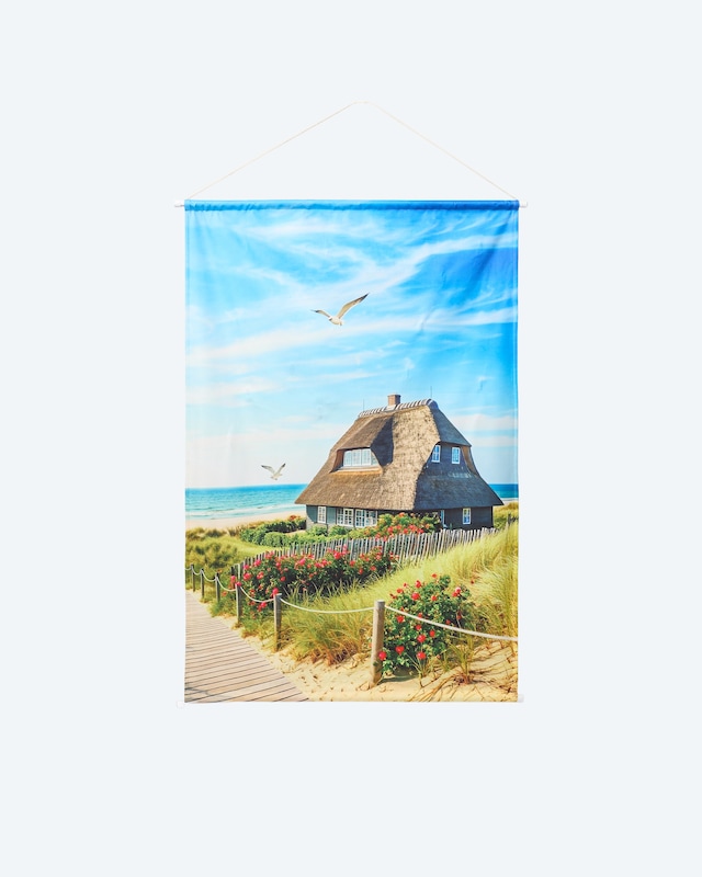 LED-Stoff-Wandbild "Strandhaus"