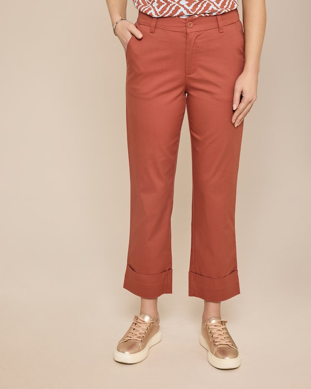 Straight Leg Elastische Twill-Hose
