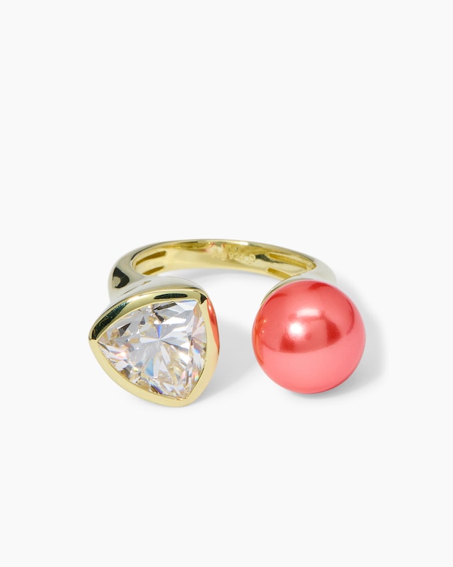 Ring mit Muschelkernperle 10 mm & Zirkonia