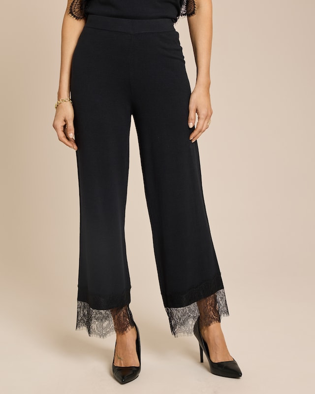 7/8 Strickhose mit Spitzensaum