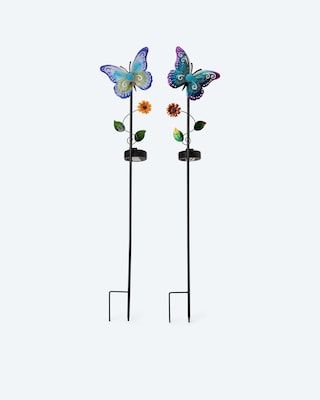Produktabbildung 2 für 2 Solar-Gartenstecker "Plexiglas Schmetterling"