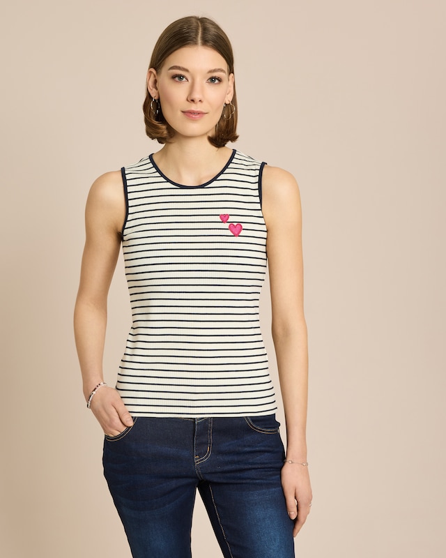 Streifen Top mit Herzdetail