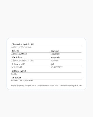 Produktabbildung 4 für Brillant-Ohrstecker ca. 1,00 ct
