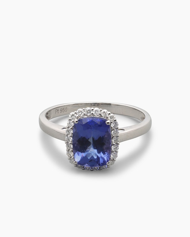 Ring mit Tansanit AAAA+ und Brillanten