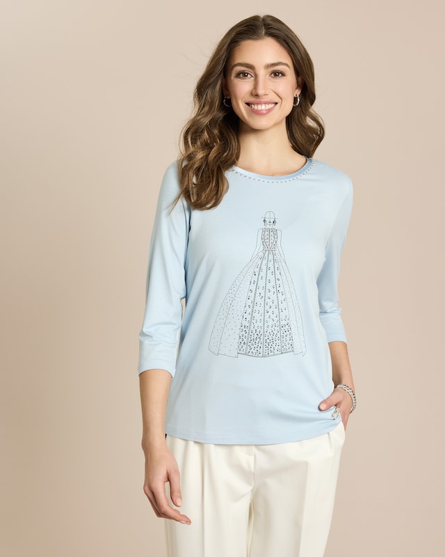 Shirt mit Skizze und Strass