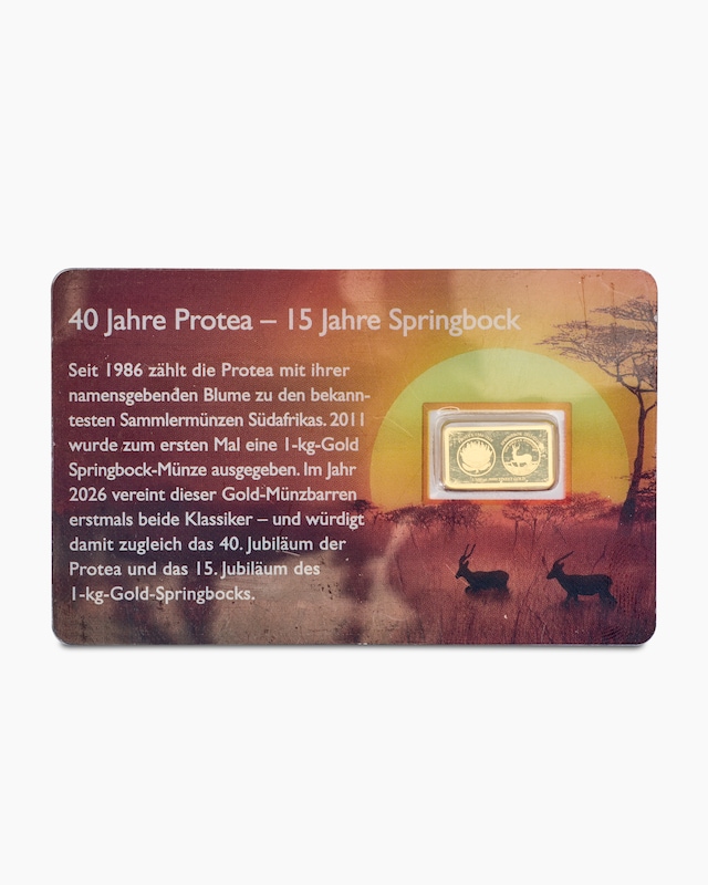 Goldmünzbarren Protea + Springbock 2026