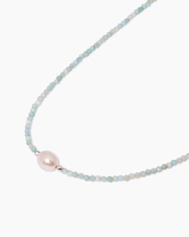 Collier mit Larimar, SWZ-Perle & Hämatit