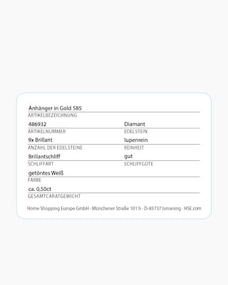 Produktabbildung 5 für Brillant-Anhänger 0,50 ct