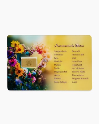 Produktabbildung 2 für Goldmünzbarren Herz mit Blumen